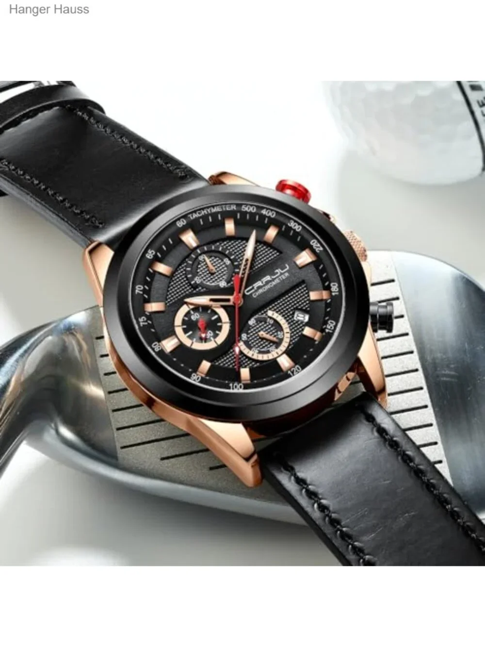 Men's Business Casual Chronograph Quartz Waterproof Wristwatch with Leather